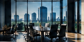 A conference room overlooking the city, from the approved campaign artwork
